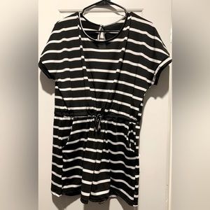 Black and white striped short romper